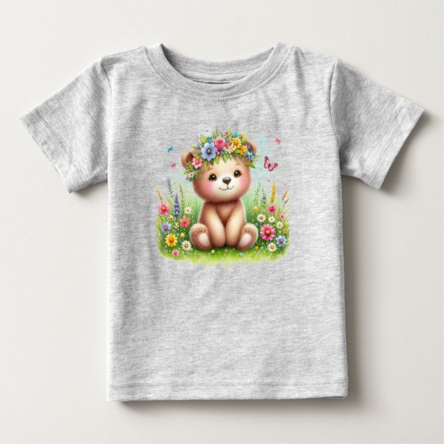 Camiseta De Bebé Flores silvestres y mariposas Beary lindas (Anverso)