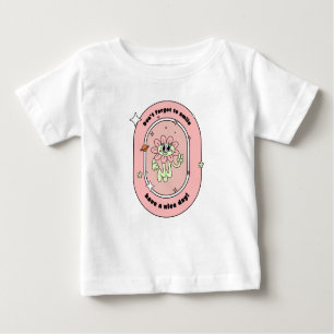 Camiseta De Bebé Flores Sonrientes Planetas Estrellas Peach