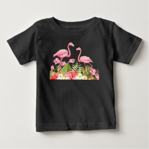 Camiseta De Bebé Flores Tropicales Y Flamencos-32146
