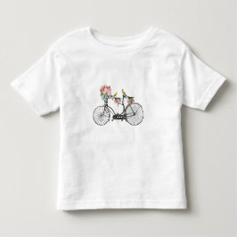 Camiseta De Bebé Flores y pájaros de bicis románticas