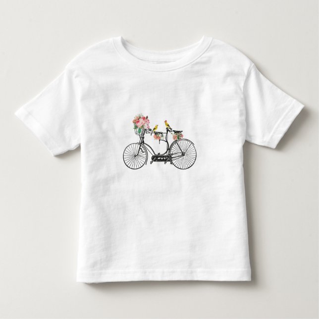 Camiseta De Bebé Flores y pájaros de bicis románticas (Anverso)