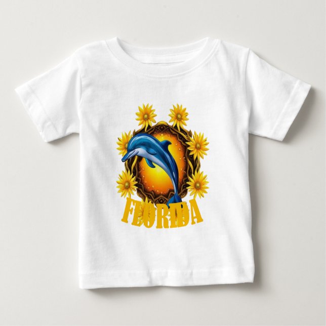 Camiseta De Bebé Florida Wildflowers And Cartoon Of A Porpoise (Anverso)