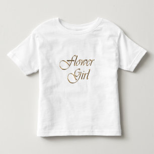 Camiseta De Bebé Flower Girl guión oro elegante moda blanco