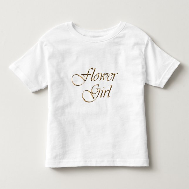 Camiseta De Bebé Flower Girl guión oro elegante moda blanco (Anverso)