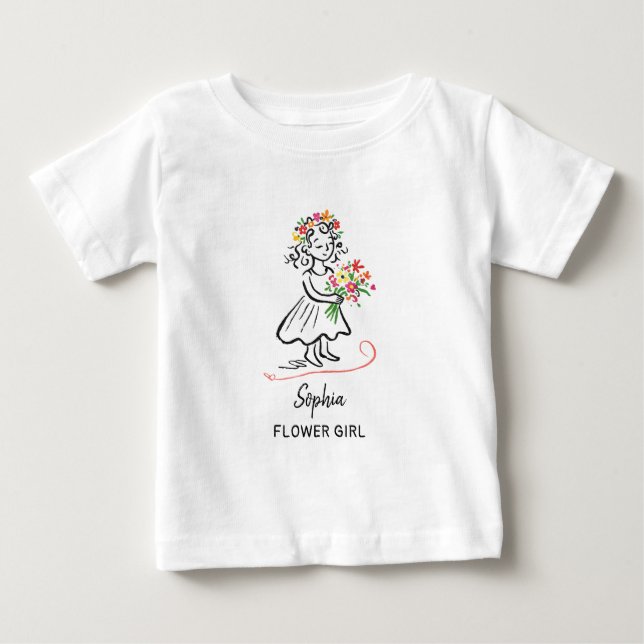Camiseta De Bebé Flower Girl Personalized Hand Drawn Illustration (Anverso)