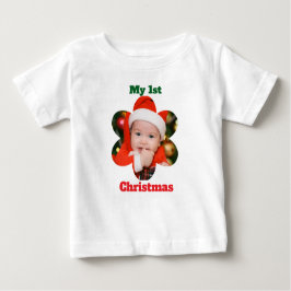 Camiseta De Bebé Flower Shape My 1st Christmas Photo