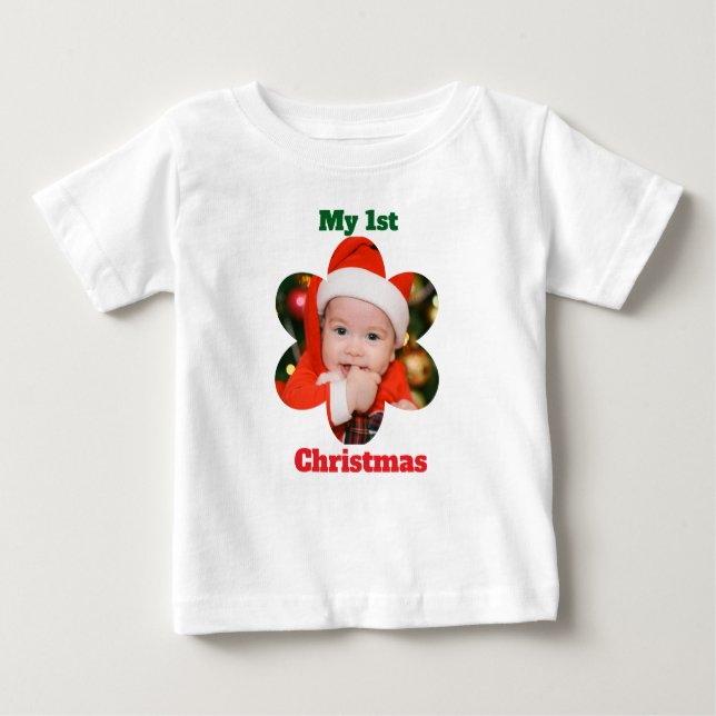 Camiseta De Bebé Flower Shape My 1st Christmas Photo (Anverso)