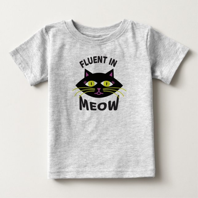 Camiseta De Bebé Fluent in Meow Toddler's Tee (Anverso)