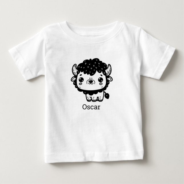 Camiseta De Bebé Fluffy Bison Baby - Kawaii Farm Animal Art (Anverso)