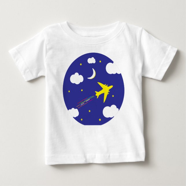 Camiseta De Bebé flying aeroplane in night sky (Anverso)