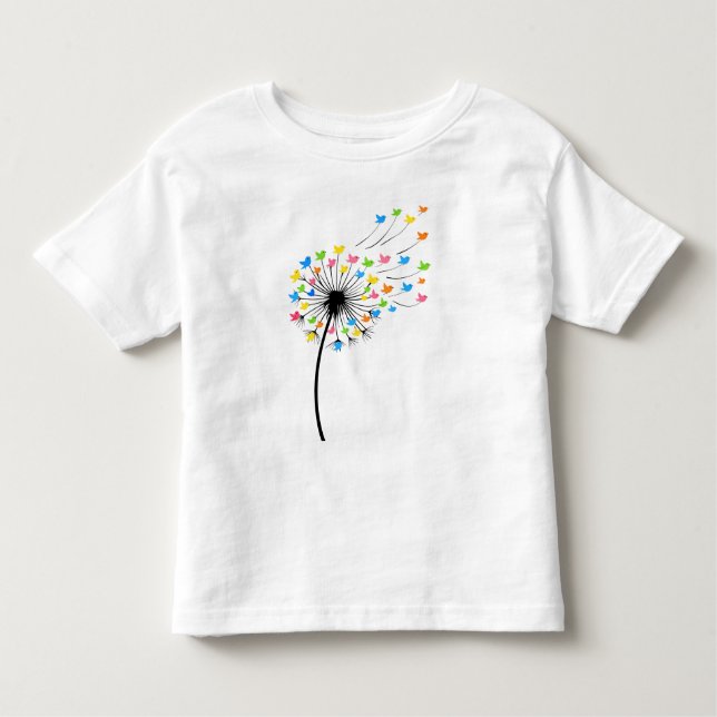 Camiseta De Bebé Flying colorful birds dandelion flow (Anverso)