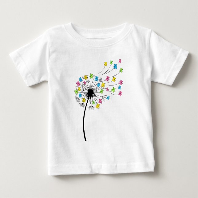 Camiseta De Bebé Flying cute bears dandelion flow (Anverso)