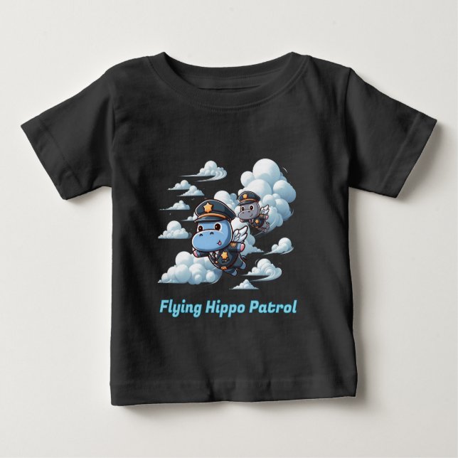 Camiseta De Bebé "Flying Hippo Patrol" (Anverso)