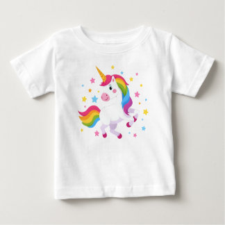 Camiseta De Bebé Flying Rainbow Unicorn With Stars