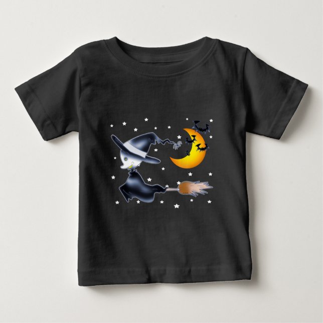 Camiseta De Bebé Flying Witch on Halloween Night (Anverso)