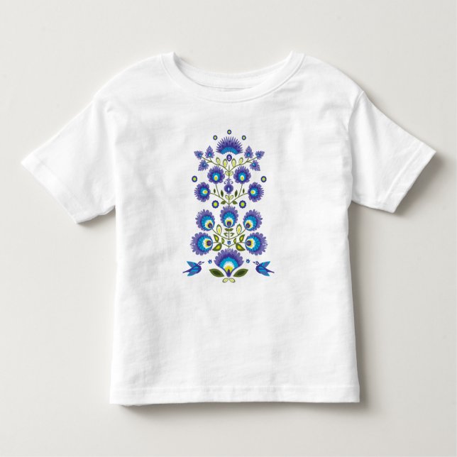 Camiseta De Bebé Folk azul y verde (Anverso)