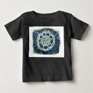 Camiseta De Bebé Fondo azul mandala blanca Traje de cuerpo orgánico