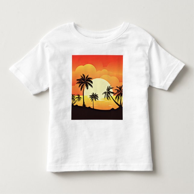 Camiseta De Bebé Fondo de verano con palmeras-32134 (Anverso)