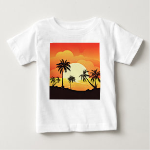 Camiseta De Bebé Fondo de verano con palmeras-32134