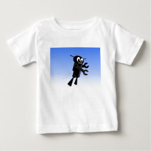Camiseta De Bebé Fondo del cielo azul del robot volador negro