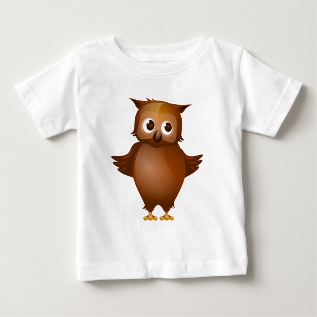 Camiseta De Bebé Fondo Editable - búho lindo de Brown (Anverso)