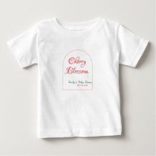 Camiseta De Bebé Forma de arco flor de cerezo roja verde baby showe