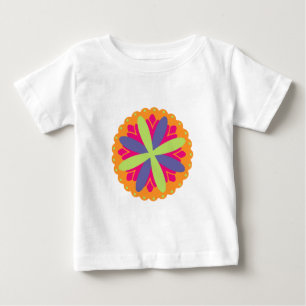 Camiseta De Bebé Formas Florales Naranja Vibrante
