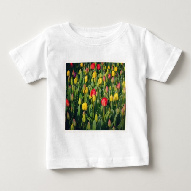 Camiseta De Bebé Foto cuadrada - Tulipanes coloridos (Anverso)