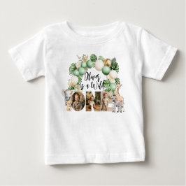 Camiseta De Bebé Foto de animal de safari de cumpleaños salvaje uno