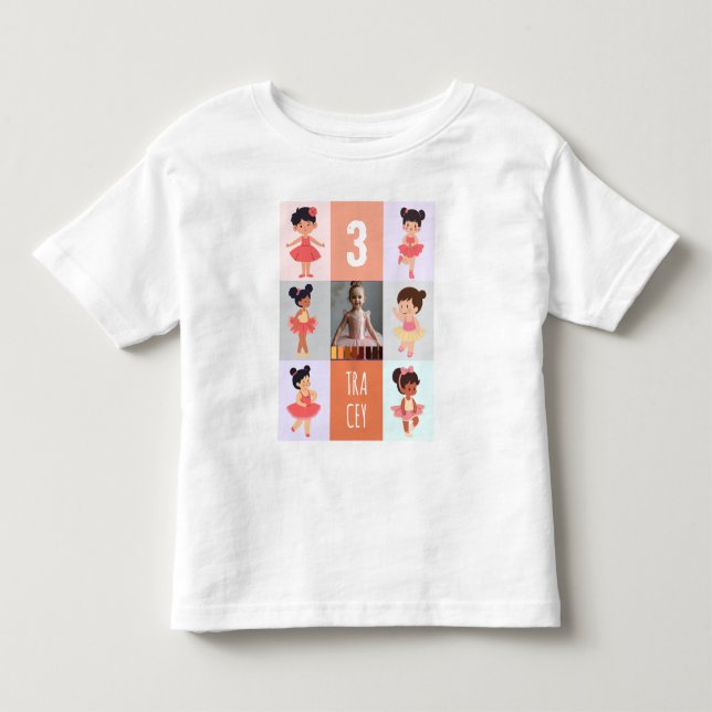 Camiseta De Bebé Foto de cumpleaños de bebé bailarina con pasteles  (Anverso)