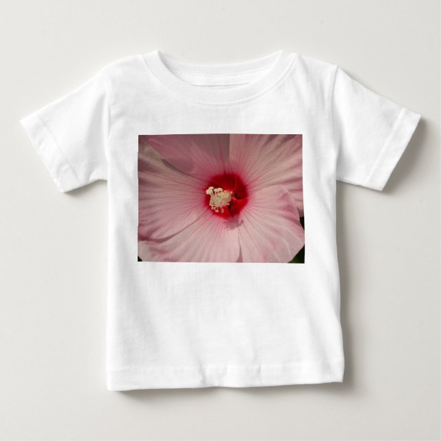 Camiseta De Bebé Foto De Floral Rosa Hibiscus Toddler Ruffle Tee (Anverso)