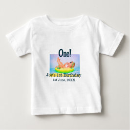 Camiseta De Bebé Foto de primer cumpleaños fecha de adición moderna