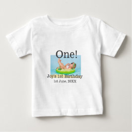 Camiseta De Bebé Foto de primer cumpleaños fecha de adición moderna