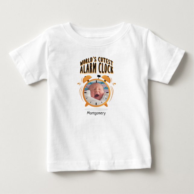 Camiseta De Bebé Foto del reloj de alarma más silenciosa del mundo (Anverso)