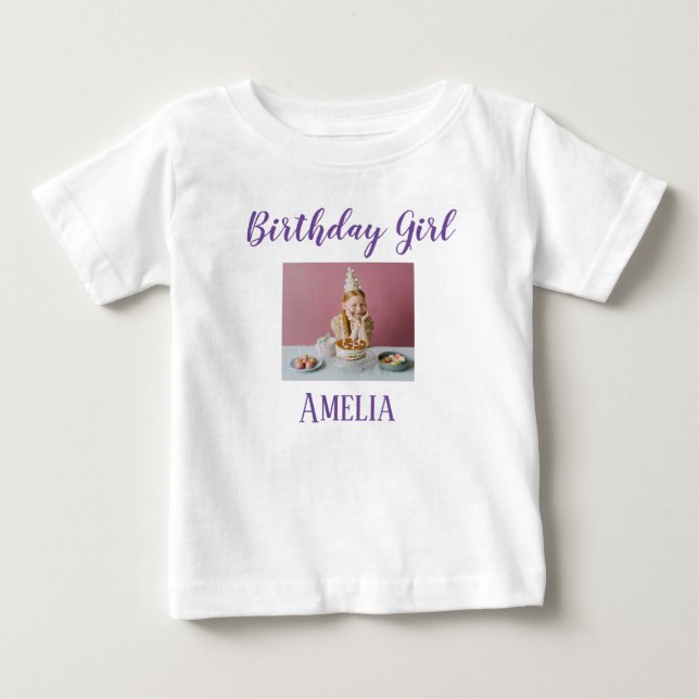 Camiseta De Bebé Foto personalizada Chica de cumpleaños bebé (Anverso)