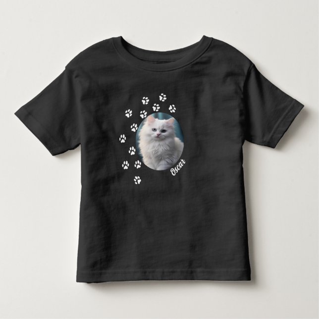 Camiseta De Bebé Foto Personalizada Del Gato Y Nombre Del Pequeño C (Anverso)