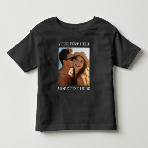 Camiseta De Bebé Foto y Texto Personalizados en Negro