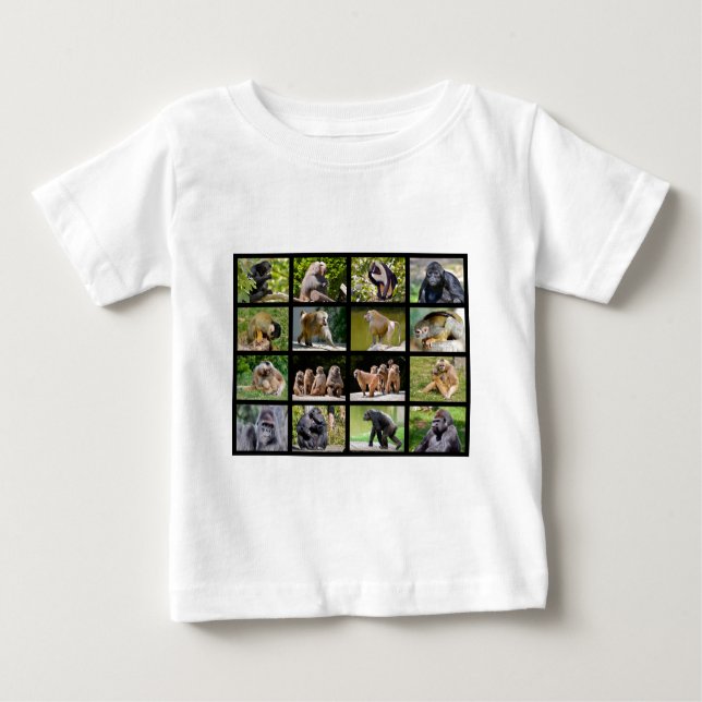 Camiseta De Bebé Fotos de monos mosaicos (Anverso)