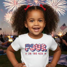 Camiseta De Bebé Fourth Birthday Party Patriotic USA Flag July 4th