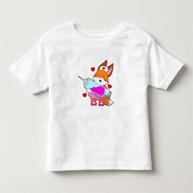 Camiseta De Bebé Fox como enfermera con jeringas (Anverso)
