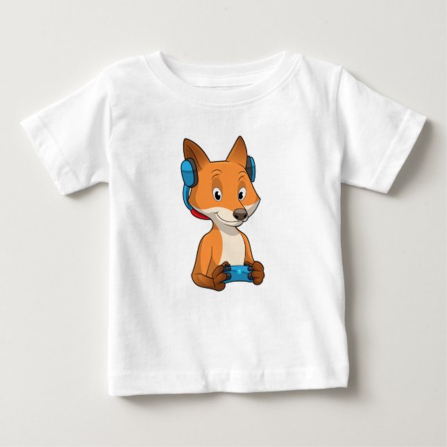 Camiseta De Bebé Fox como Gamer con Joystick (Anverso)