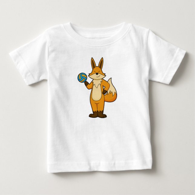 Camiseta De Bebé Fox como jugador de voleibol con voleibol (Anverso)