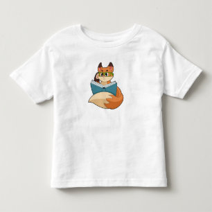 Camiseta De Bebé Fox como Nerd con libros y anteojos