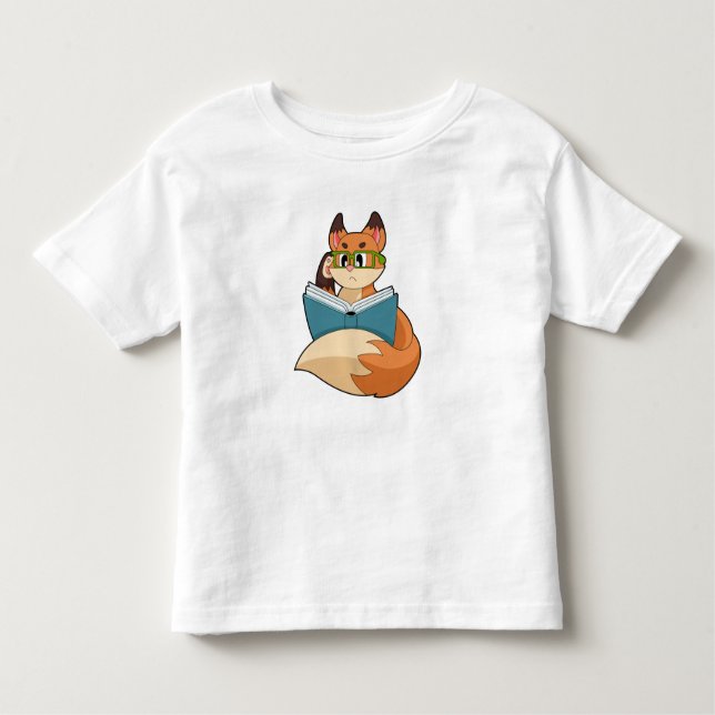 Camiseta De Bebé Fox como Nerd con libros y anteojos (Anverso)