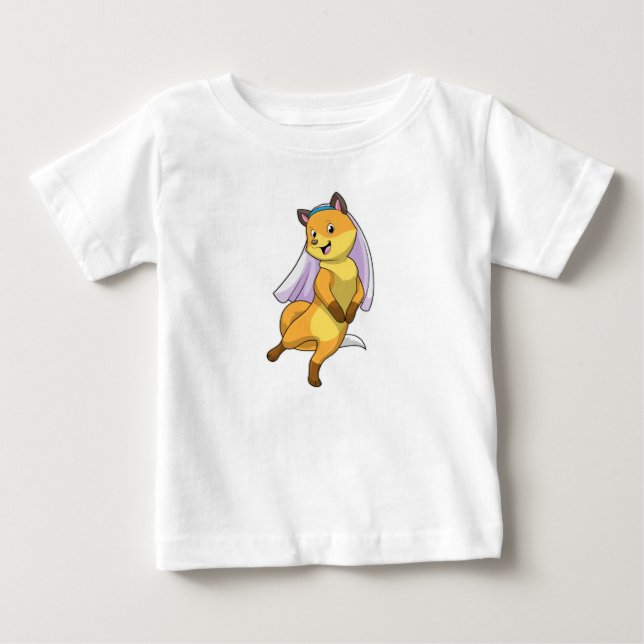 Camiseta De Bebé Fox como novia con velo (Anverso)