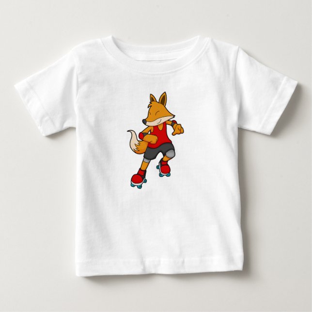 Camiseta De Bebé Fox como patinador con patines de rodillos (Anverso)