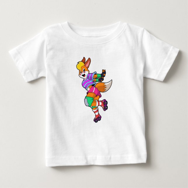 Camiseta De Bebé Fox como patinador en línea con patines en línea (Anverso)