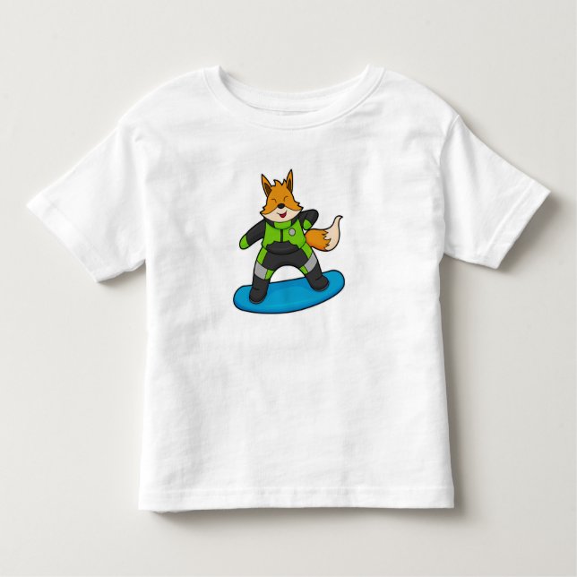 Camiseta De Bebé Fox como Snowboarder con Snowboard (Anverso)