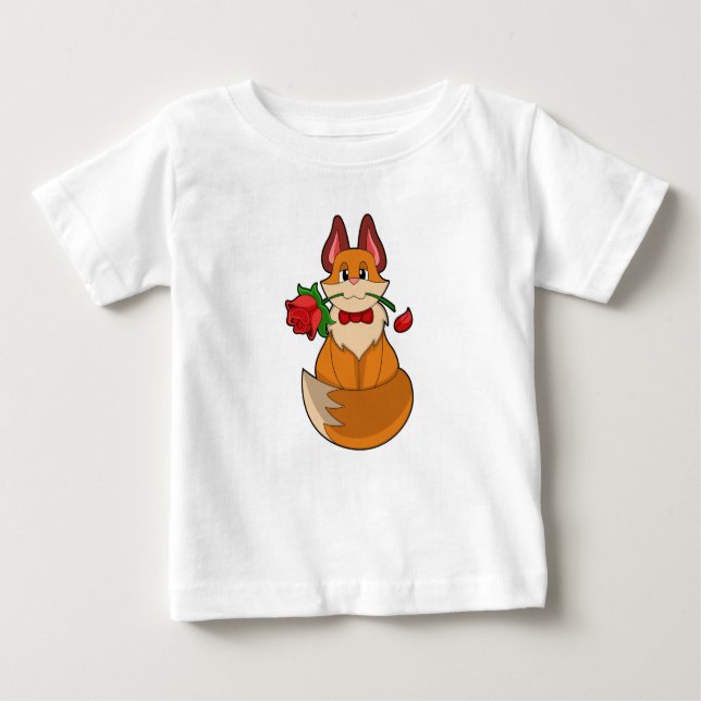 Camiseta De Bebé Fox con flor Rosa (Anverso)