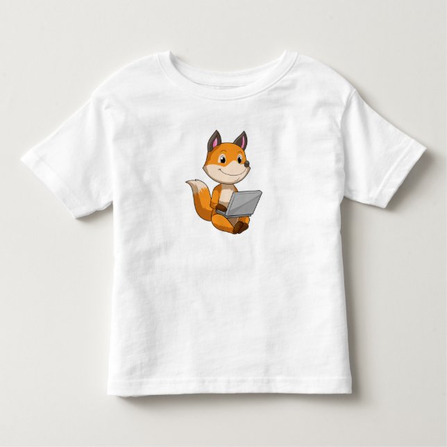 Camiseta De Bebé Fox con portátil (Anverso)
